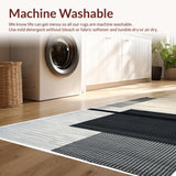 Ultra Soft Area Rug, Non Slip, Stain Resistant, Washable Area Rugs for Living Room, Bedroom, Monochromatic Abstract Wool Rug for Minimalist Decor(Black)