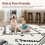 Ultra Soft Area Rug, Non Slip, Stain Resistant, Washable Area Rugs for Living Room, Bedroom, Elegant Symmetrical Monochrome Design(White)