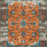 Ultra Soft Area Rug, Non Slip, Stain Resistant, Washable Area Rugs for Living Room, Bedroom, Rustic Faded Floral Charm(Orange)