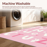 Ultra Soft Area Rug, Non Slip, Stain Resistant, Washable Area Rugs for Living Room, Bedroom, Stylish Modern Round Learning Canvas(Pink)