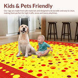 Ultra Soft Area Rug, Non Slip, Stain Resistant, Washable Area Rugs for Living Room, Bedroom, Lively Retro Polka Dot Design(Yellow)
