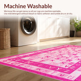 Ultra Soft Area Rug, Non Slip, Stain Resistant, Washable Area Rugs for Living Room, Bedroom, Joyful Pink Alphabetic Cozy Area(Pink)