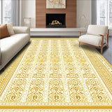 Ultra Soft Area Rug, Non Slip, Stain Resistant, Washable Area Rugs for Living Room, Bedroom, Timeless Classic Circular Motif(Gold)