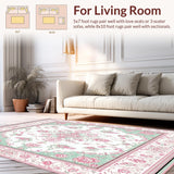 Ultra Soft Area Rug, Non Slip, Stain Resistant, Washable Area Rugs for Living Room, Bedroom, Ornate Floral Fluffy for Nursery(White)