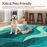 Ultra Soft Area Rug, Non Slip, Stain Resistant, Washable Area Rugs for Living Room, Bedroom, Elegant Turquoise Modern Art Motif(Blue)