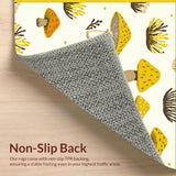 Ultra Soft Area Rug, Non Slip, Stain Resistant, Washable Area Rugs for Living Room, Bedroom, Charming Pastel Nature-Inspired Design(Yellow)