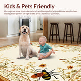 Ultra Soft Area Rug, Non Slip, Stain Resistant, Washable Area Rugs for Living Room, Bedroom, Rustic Geometric Insect Patterns(Beige)