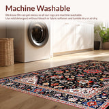 Ultra Soft Area Rug, Non Slip, Stain Resistant, Washable Area Rugs for Living Room, Bedroom, Artistic Black and Red Nature Design(Black)