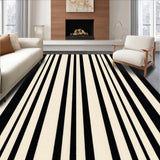 Ultra Soft Area Rug, Non Slip, Stain Resistant, Washable Area Rugs for Living Room, Bedroom, Stylish Black & Beige Area Woven Stripe Design(Black)
