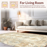 Ultra Soft Area Rug, Non Slip, Stain Resistant, Washable Area Rugs for Living Room, Bedroom, Textured Rustic Tribal Elegance(Beige)