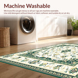 Ultra Soft Area Rug, Non Slip, Stain Resistant, Washable Area Rugs for Living Room, Bedroom, Non Slip Hallway Runner Beige/Green(Ivory)