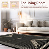 Ultra Soft Area Rug, Non Slip, Stain Resistant, Washable Area Rugs for Living Room, Bedroom, Rustic Neutral Toned Tassel Accent(Black)