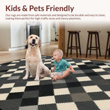 Ultra Soft Area Rug, Non Slip, Stain Resistant, Washable Area Rugs for Living Room, Bedroom, Contemporary Monochrome Diamond Style(Beige)