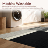 Ultra Soft Area Rug, Non Slip, Stain Resistant, Washable Area Rugs for Living Room, Bedroom, Black White Striped Runner, Modern Decor(Black)