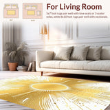 Ultra Soft Area Rug, Non Slip, Stain Resistant, Washable Area Rugs for Living Room, Bedroom, Lively Multicolored Pattern Ensemble(Gold)