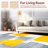 Ultra Soft Area Rug, Non Slip, Stain Resistant, Washable Area Rugs for Living Room, Bedroom, Transitional Rustic Patterned Elegance(Yellow)