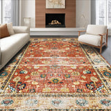Ultra Soft Area Rug, Non Slip, Stain Resistant, Washable Area Rugs for Living Room, Bedroom, Modern Vibrant Trellis Aesthetic(Red)