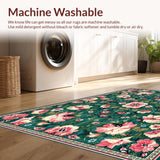 Ultra Soft Area Rug, Non Slip, Stain Resistant, Washable Area Rugs for Living Room, Bedroom, Playful Multi-Colored Medallion Blend(Green)