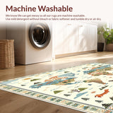 Illustrated Continents and Animal Motifs Round Map Design(Ivory)