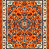 Ultra Soft Area Rug, Non Slip, Stain Resistant, Washable Area Rugs for Living Room, Bedroom, Modern Warm Tones Artful Layout(Orange)