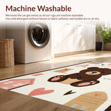 Ultra Soft Area Rug, Non Slip, Stain Resistant, Washable Area Rugs for Living Room, Bedroom, Cute Animal Alphabet Exploration(Brown)