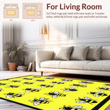 Ultra Soft Area Rug, Non Slip, Stain Resistant, Washable Area Rugs for Living Room, Bedroom, Lively Transitional Honey Pattern(Yellow)