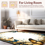 Ultra Soft Area Rug, Non Slip, Stain Resistant, Washable Area Rugs for Living Room, Bedroom, Vibrant Nature-Inspired Print(Gold)