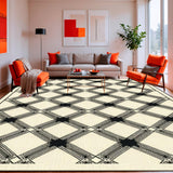 Ultra Soft Area Rug, Non Slip, Stain Resistant, Washable Area Rugs for Living Room, Bedroom, Interwoven Lattice in Neutral Tones(Beige)