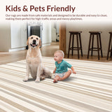 Ultra Soft Area Rug, Non Slip, Stain Resistant, Washable Area Rugs for Living Room, Bedroom, Contemporary Striped Area in Neutral Shades(Beige)