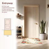 Ultra Soft Area Rug, Non Slip, Stain Resistant, Washable Area Rugs for Living Room, Bedroom, Floral Wall Indoor Decor Accent(Ivory)
