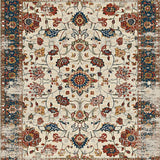 Ultra Soft Area Rug, Non Slip, Stain Resistant, Washable Area Rugs for Living Room, Bedroom, Rustic Retro Leafy Design(Beige)