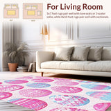 Ultra Soft Area Rug, Non Slip, Stain Resistant, Washable Area Rugs for Living Room, Bedroom, Joyful Easter Celebration Artwork(Pink)