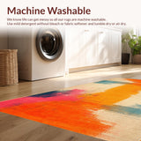 Ultra Soft Area Rug, Non Slip, Stain Resistant, Washable Area Rugs for Living Room, Bedroom, Modern Colorful Textured Waves(Orange)