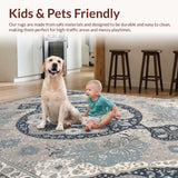 Ultra Soft Area Rug, Non Slip, Stain Resistant, Washable Area Rugs for Living Room, Bedroom, Vintage Floral Kitchen Washable Accent Carpet(Gray)
