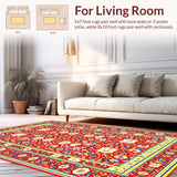 Ultra Soft Area Rug, Non Slip, Stain Resistant, Washable Area Rugs for Living Room, Bedroom, Bold Transitional Diamond Layout(Red)