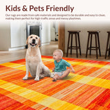 Ultra Soft Area Rug, Non Slip, Stain Resistant, Washable Area Rugs for Living Room, Bedroom, Eclectic Colorful Sunbeam Design(Orange)