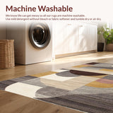 Ultra Soft Area Rug, Non Slip, Stain Resistant, Washable Area Rugs for Living Room, Bedroom, Contemporary Earth Tones Swirling Motif(Gold)