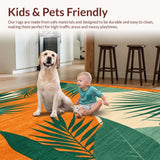 Ultra Soft Area Rug, Non Slip, Stain Resistant, Washable Area Rugs for Living Room, Bedroom, Artful Modern Organic Design(Orange)