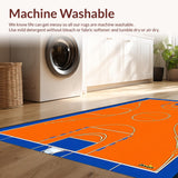 Ultra Soft Area Rug, Non Slip, Stain Resistant, Washable Area Rugs for Living Room, Bedroom, Vibrant Basketball Court Motif(Orange)