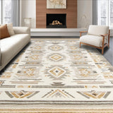 Ultra Soft Area Rug, Non Slip, Stain Resistant, Washable Area Rugs for Living Room, Bedroom, Elegant Ivory Geometric Arrangement(Beige)