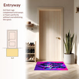 Ultra Soft Area Rug, Non Slip, Stain Resistant, Washable Area Rugs for Living Room, Bedroom, Lively Ethereal Wolf Composition(Purple)