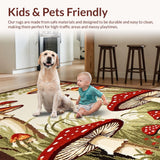 Ultra Soft Area Rug, Non Slip, Stain Resistant, Washable Area Rugs for Living Room, Bedroom, Eclectic Earthy Toned Fungi Design(Brown)