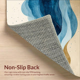 Ultra Soft Area Rug, Non Slip, Stain Resistant, Washable Area Rugs for Living Room, Bedroom, Coastal Breeze Area Abstract Beige & Blue Waves for Home(Blue)