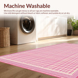 Ultra Soft Area Rug, Non Slip, Stain Resistant, Washable Area Rugs for Living Room, Bedroom, Serene Minimalist Pink and White(Pink)