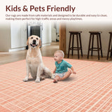 Ultra Soft Area Rug, Non Slip, Stain Resistant, Washable Area Rugs for Living Room, Bedroom, Sophisticated Earth Tones Motif(Orange)