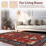Ultra Soft Area Rug, Non Slip, Stain Resistant, Washable Area Rugs for Living Room, Bedroom, Cozy Textural Braided Visual(Red)