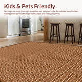 Ultra Soft Area Rug, Non Slip, Stain Resistant, Washable Area Rugs for Living Room, Bedroom, Modern Brown Rug with Repetitive Waffle Motif and Tonal Contrast(Brown)