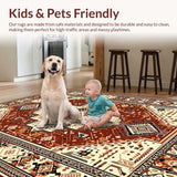 Ultra Soft Area Rug, Non Slip, Stain Resistant, Washable Area Rugs for Living Room, Bedroom, Warm Toned Medallion Aesthetic(Brown)