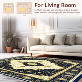 Ultra Soft Area Rug, Non Slip, Stain Resistant, Washable Area Rugs for Living Room, Bedroom, Abstract Geometric Faux Wool for Kitchen(Blue)