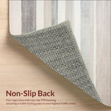 Contemporary Striped Area Runner With Distressed Beige and Slate Accents(Beige)